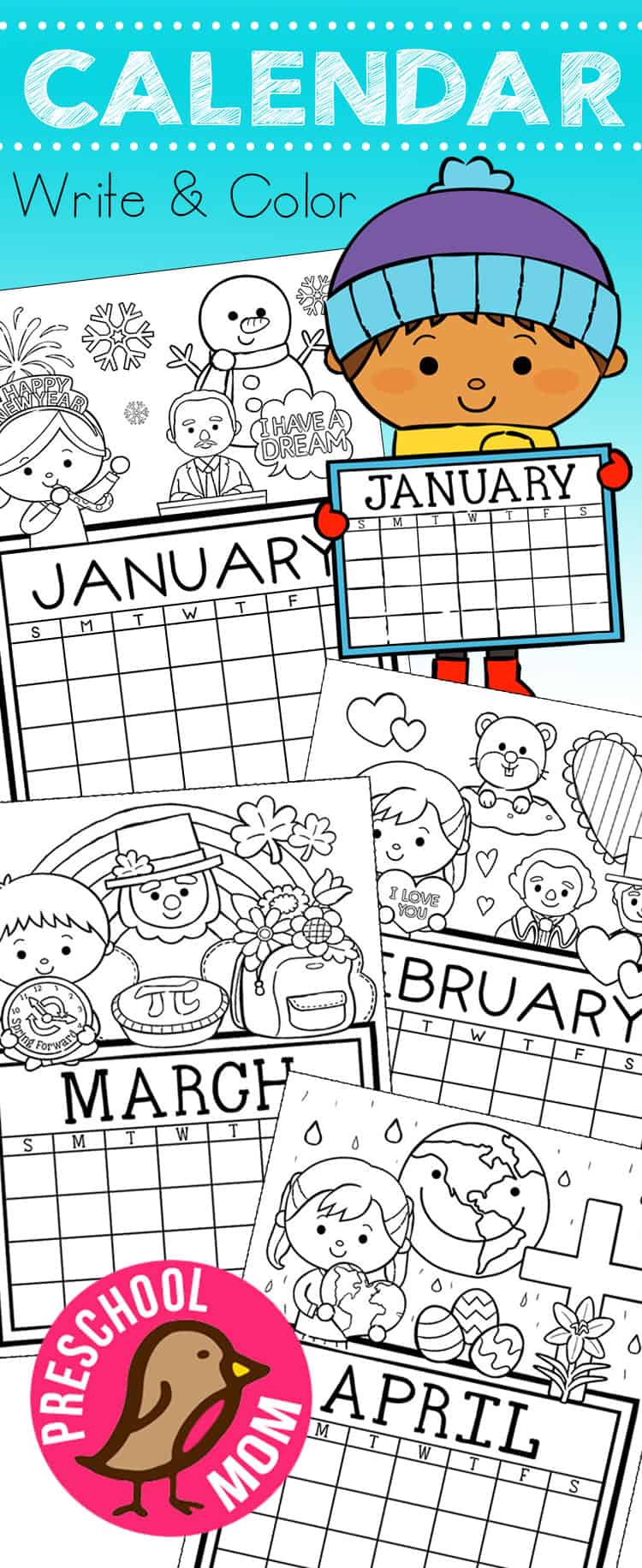 preschool monthly calendar printables preschool mom