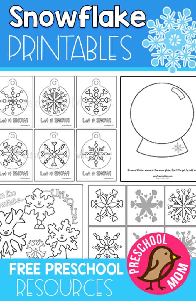 preschool snowflake printables snow activities worksheets winter kindergarten preschoolmom theme coloring themes