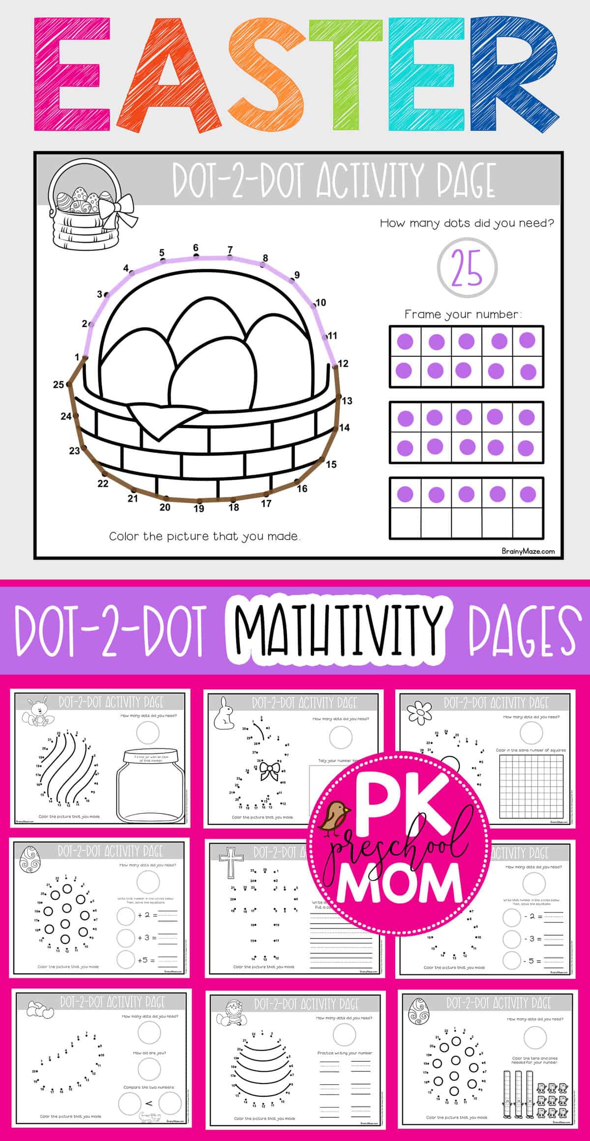Easter Dot to Dot Preschool Worksheets Preschool Mom