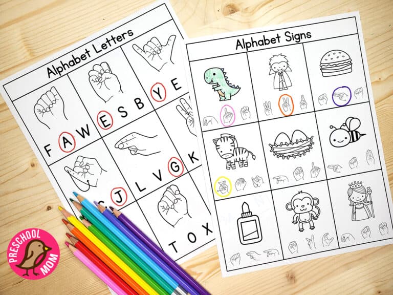 ASL Worksheets - Preschool Mom